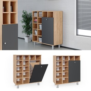 Vicco Wäscheschrank Fynn Badschrank mit Wäschekorb Badezimmerschrank Badmöbel 