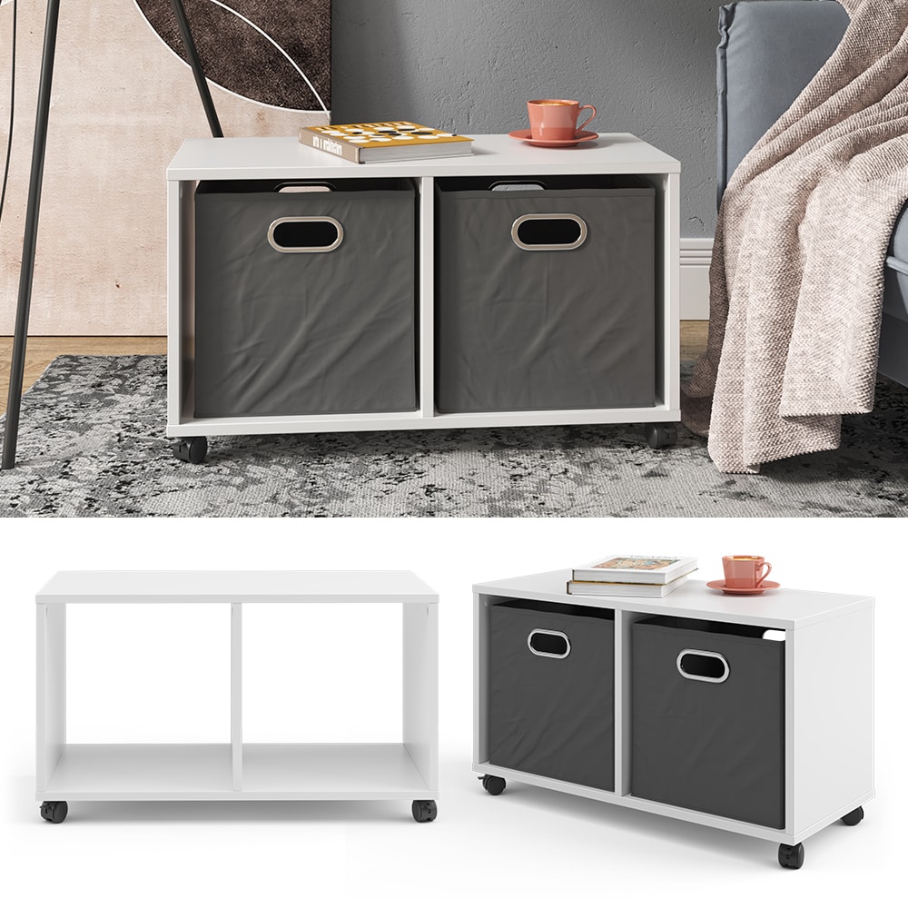 Vicco Rollcontainer B&uuml;rocontainer 2 F&auml;cher Aktenregal B&uuml;roregal Aktenschrank 