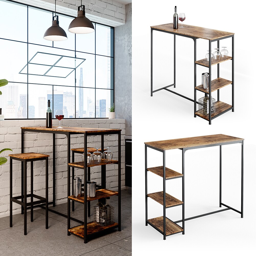 Vicco Bartisch Bistrotisch K&uuml;chentisch Fyrk 120x50cm mit 3 Ablagen Stehtisch 