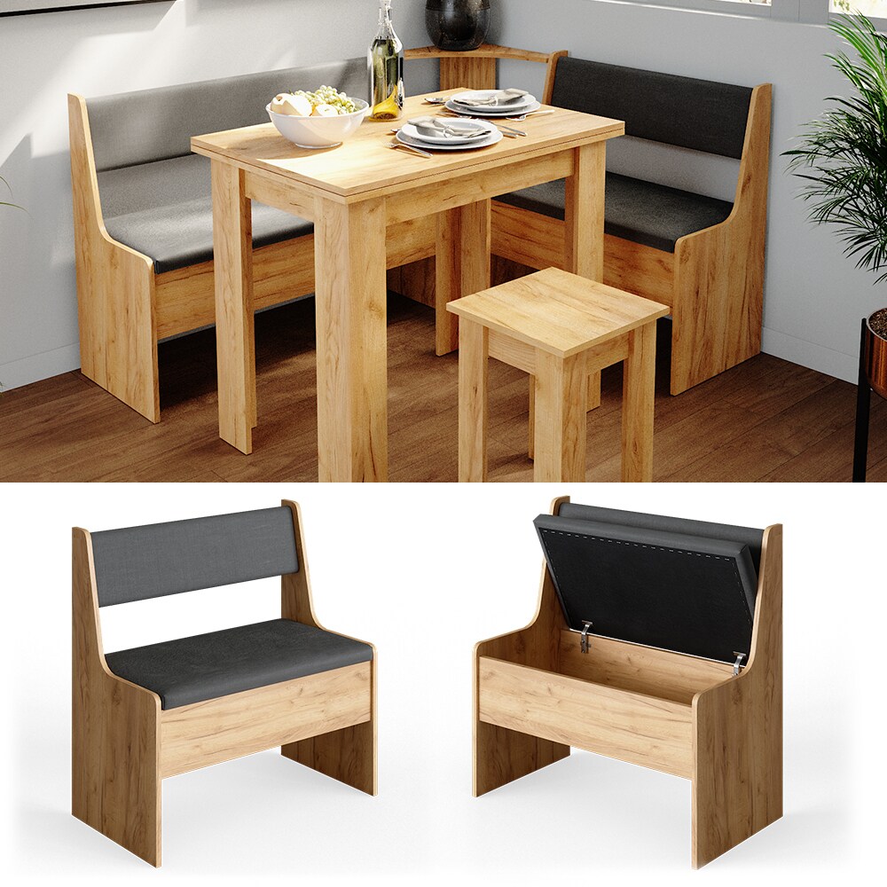 Vicco Eckbankgruppe K&uuml;chenbank Roman eiche 77cm Sitzbank mit Truhe Esszimmerbank f&uuml;r Esstisch 