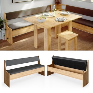 Vicco Eckbankgruppe Küchenbank Roman eiche 167cm Sitzbank mit Truhe Esszimmerbank für Esstisch 