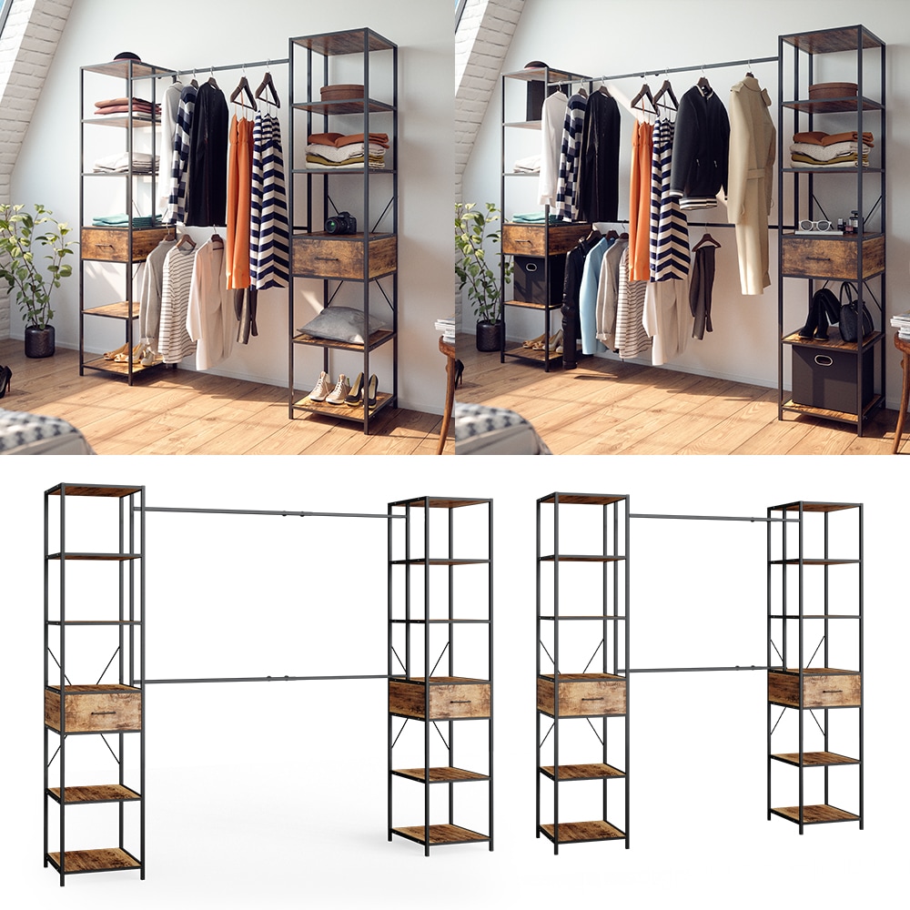 Vicco Kleiderschrank Dielenschrank Fyrk ausziehbar offener Schlafzimmerschrank 