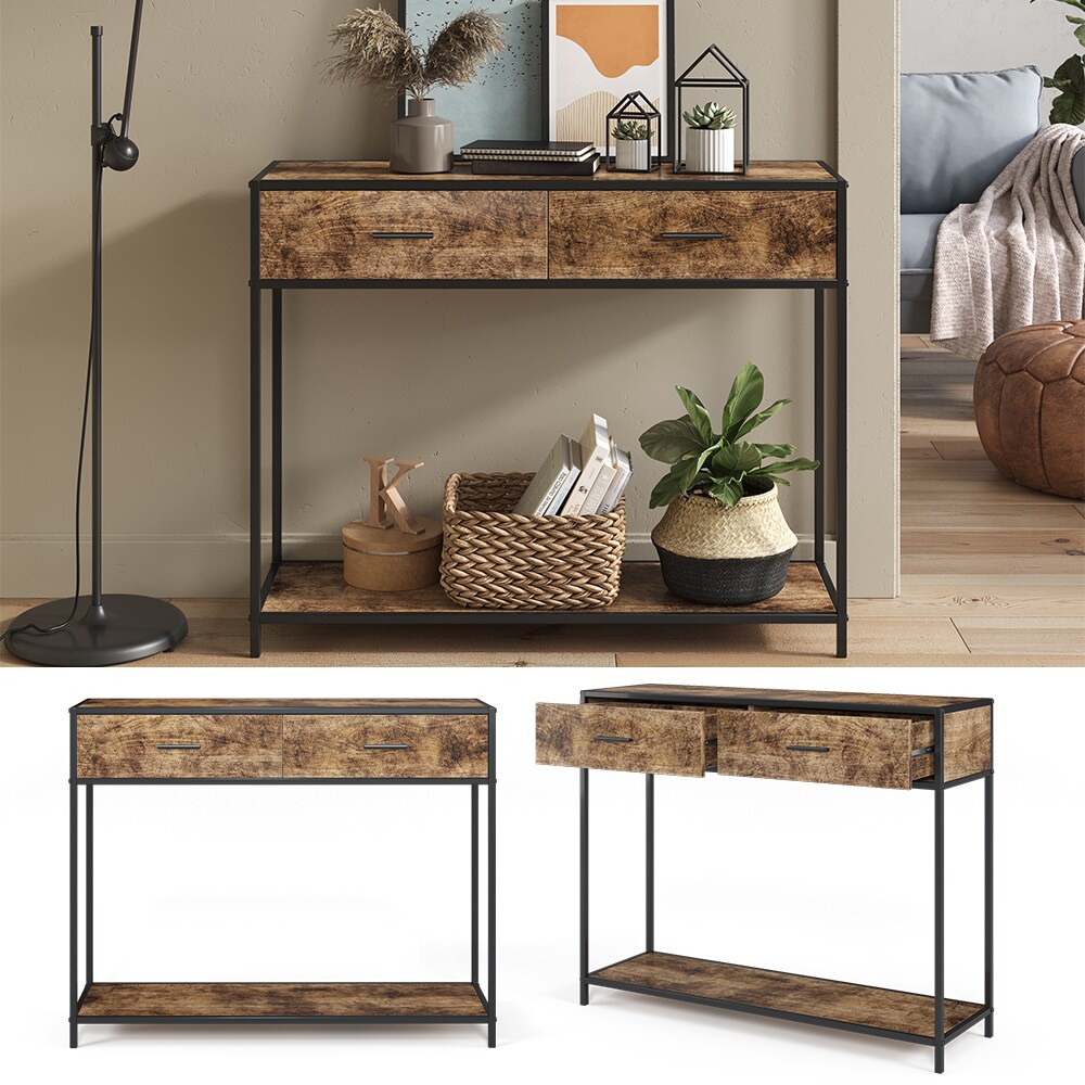 Vicco Konsolentisch Beistelltisch Flurtisch Fyrk 100x80x30cm 2 Schubladen Tisch 