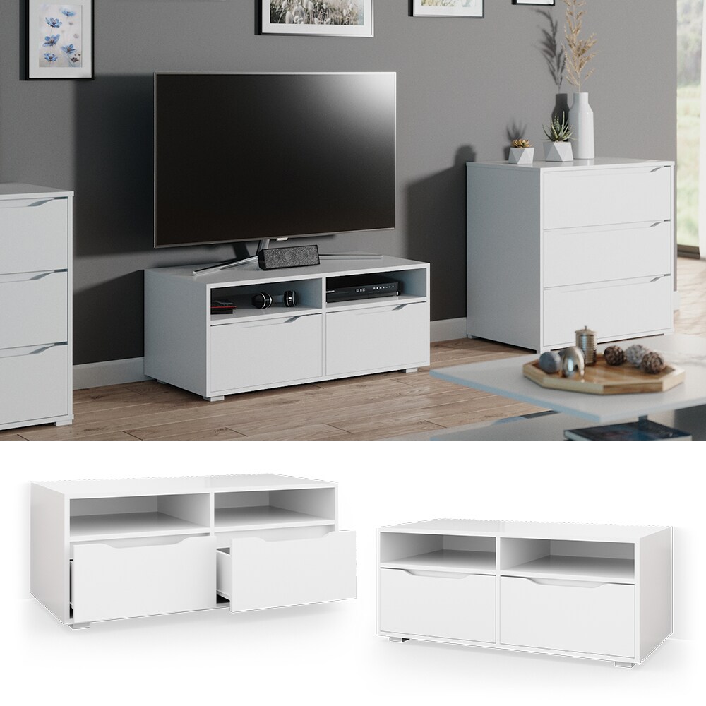 Vicco Lowboard Ruben wei&szlig; 100cm TV-Board Fernsehschrank TV-Schrank Regal Tisch 