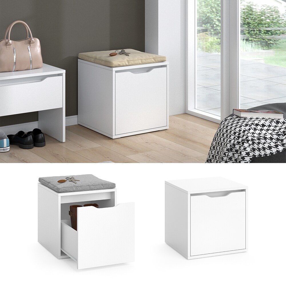 Vicco Sitztruhe Ruben wei&szlig; Schublade Schuhbank Betttruhe Sitzbank Sitzhocker 