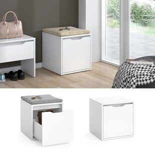 Vicco Sitztruhe Ruben weiß Schublade Schuhbank Betttruhe Sitzbank Sitzhocker 