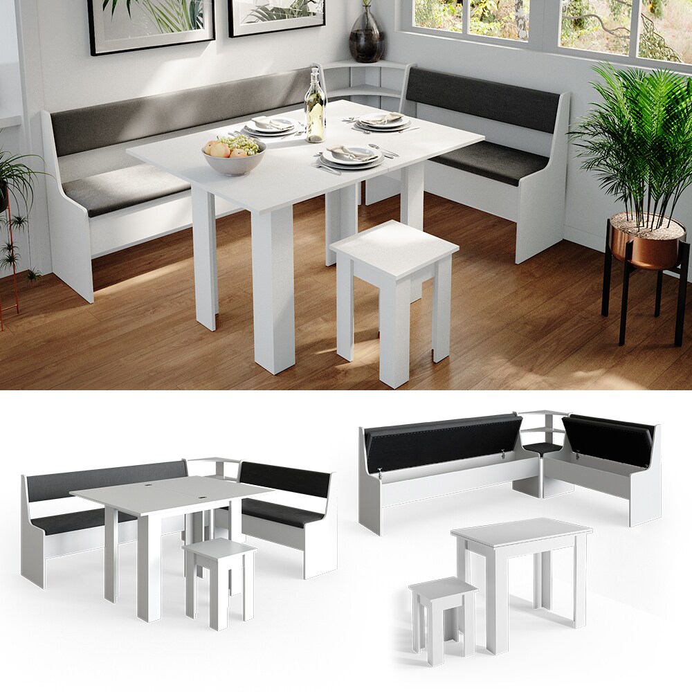 Vicco Eckbankgruppe Roman Wei&szlig; 210x150cm Esszimmergruppe Eckbank Sitzgruppe 