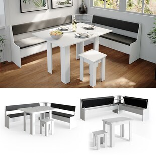 Vicco Eckbankgruppe Roman Weiß 210x180cm Esszimmergruppe Eckbank Sitzgruppe 