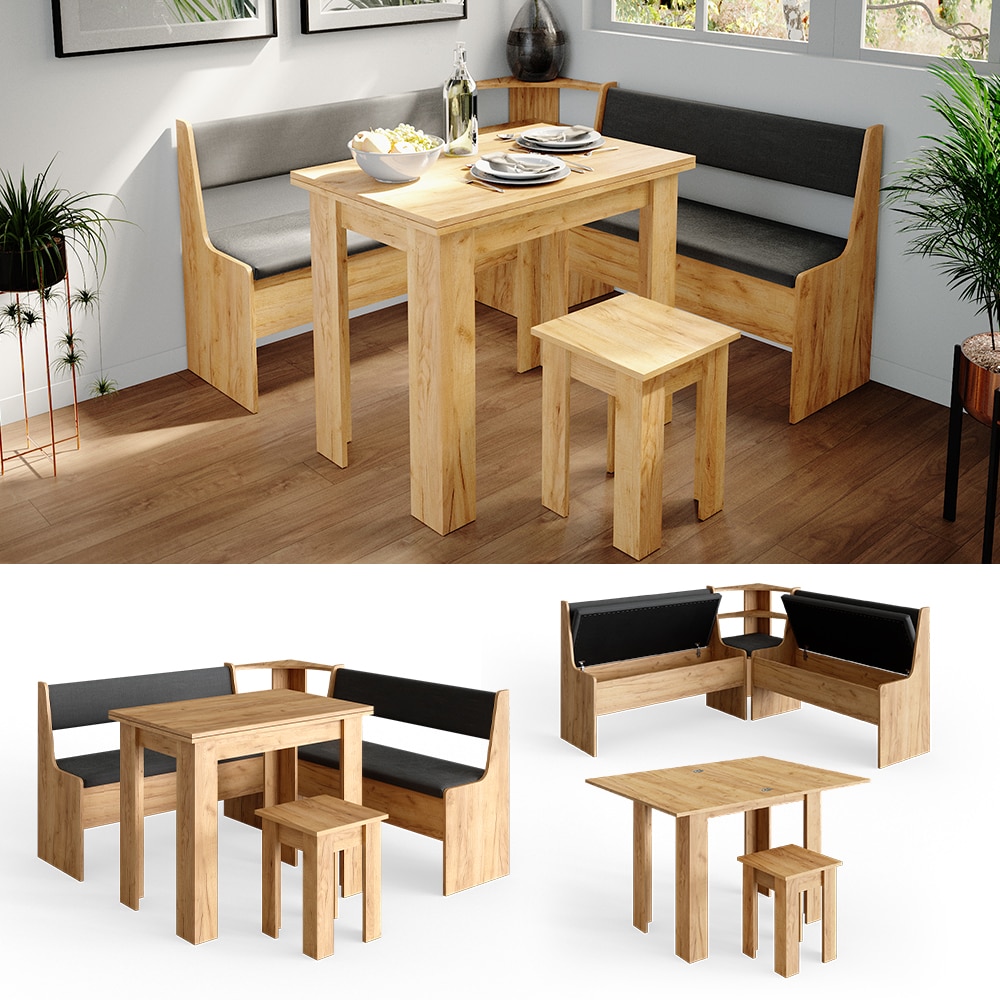 Vicco Eckbankgruppe Roman Eiche 150x150cm Esszimmergruppe Eckbank Sitzgruppe 