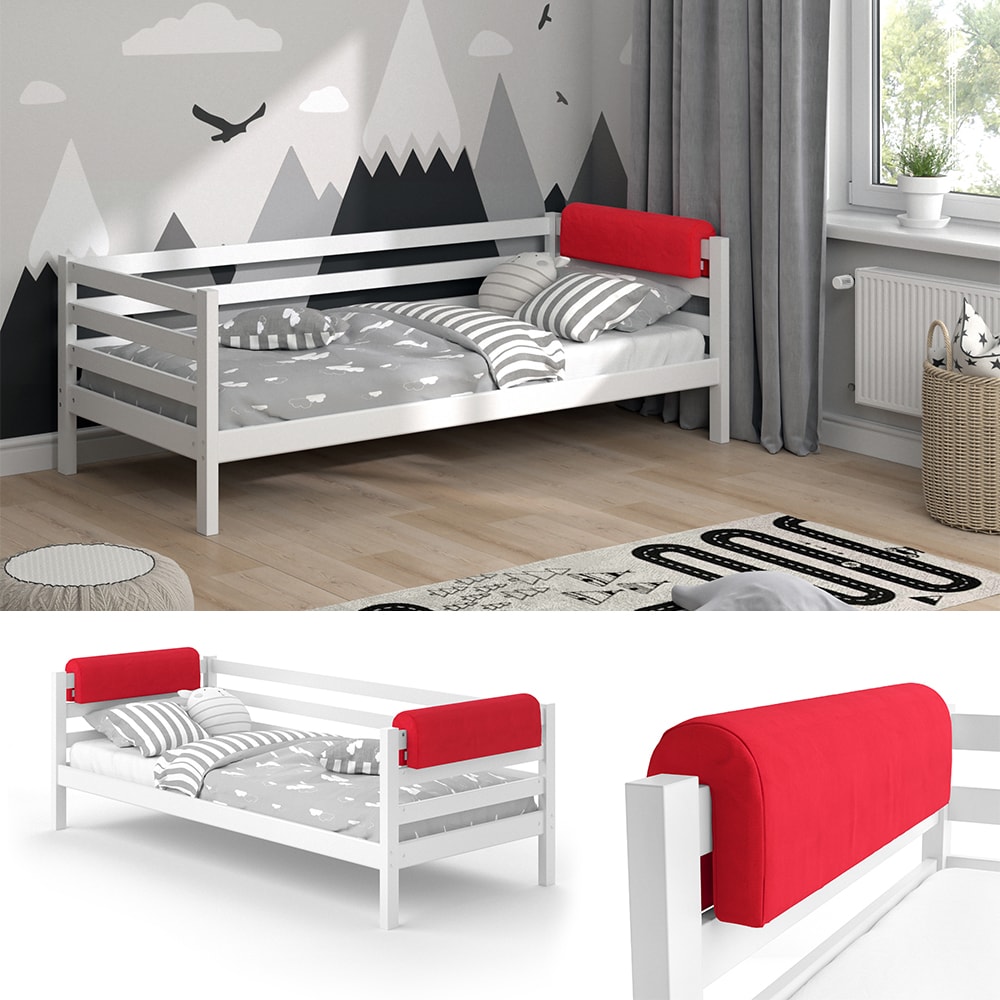 Vitalispa Bettkantenschutz Bettumrandung Kinderbett Kantenschutz rot Babybett 