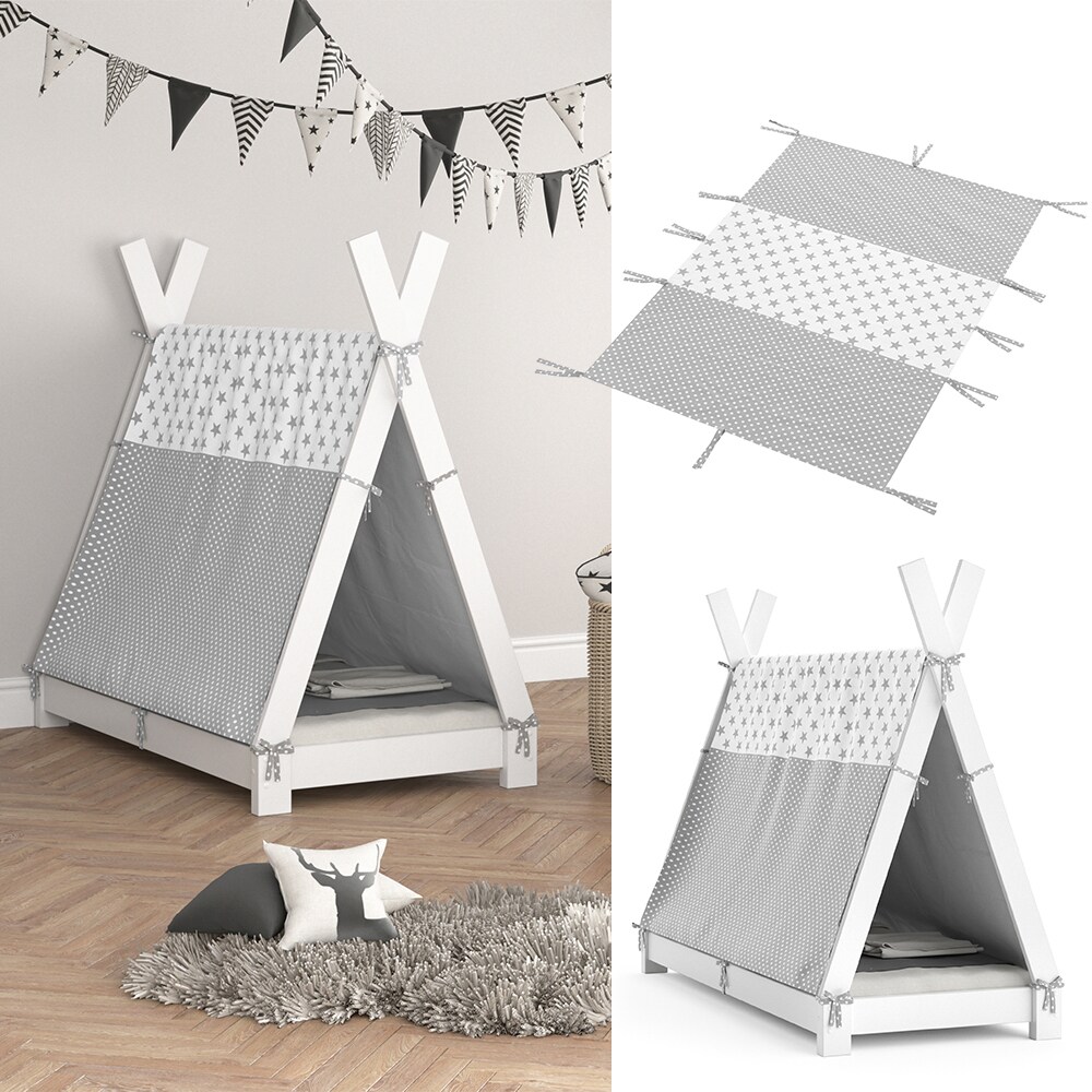 Vitalispa &Uuml;berwurf Kinderbett Indianerzelt f&uuml;r Tipi Bett 70x140cm Zeltbett Zelt 