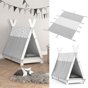 Vitalispa Überwurf Kinderbett Indianerzelt für Tipi Bett 70x140cm Zeltbett Zelt 