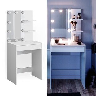 Vicco Schminktisch Frisiertisch Schminkkommode Isabelle LED-Beleuchtung Kommode 
