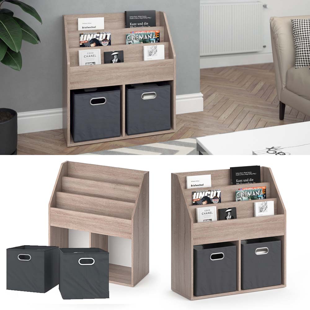 Vicco B&uuml;cherregal Luigi sonoma, W&uuml;rfelregal mit Faltboxen 72x79 cm 
