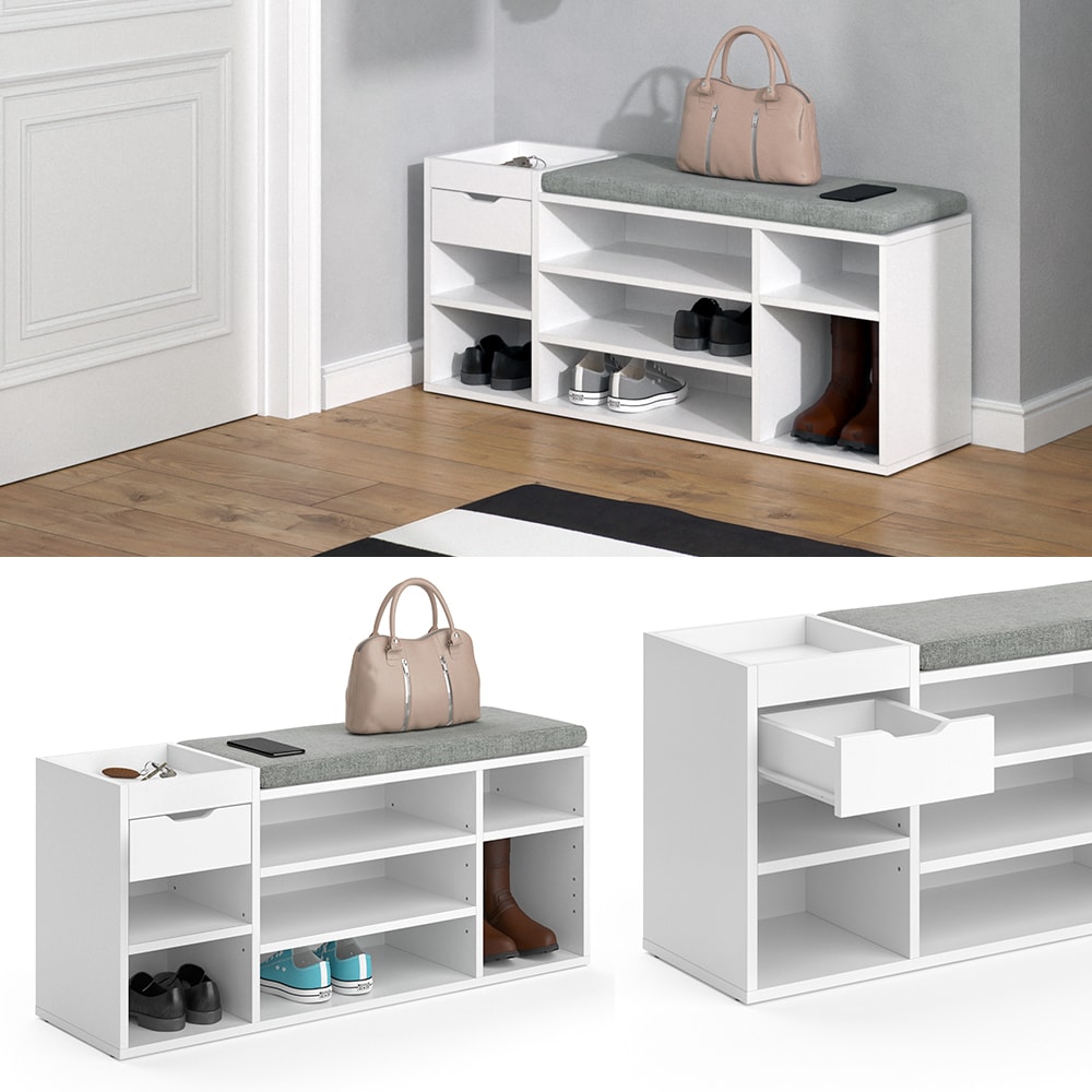 Vicco Schuhbank Schuhschrank Schuhregal Eleon Sitzbank mit Sitzkissen 7 F&auml;cher 