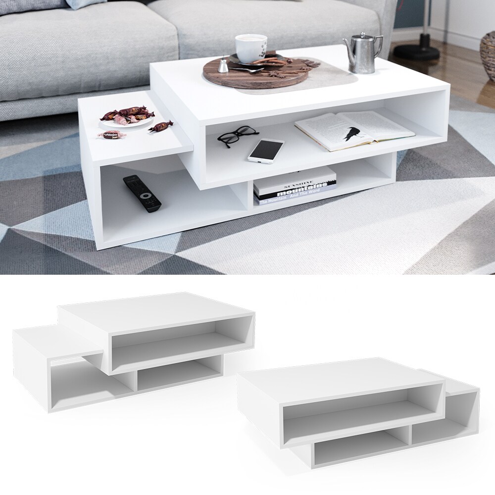 VICCO Couchtisch BARI Wei&szlig; Sofatisch Kaffeetisch Beistelltisch Ablage Wohnzimmer 
