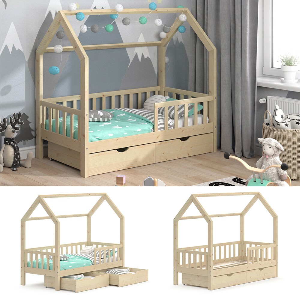 VitaliSpa Kinderbett Hausbett Spielbett Wiki 80x160 inkl Lattenrost 2 Schubladen 