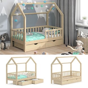 VitaliSpa Kinderbett Hausbett Spielbett Wiki 80x160 inkl Lattenrost 2 Schubladen 