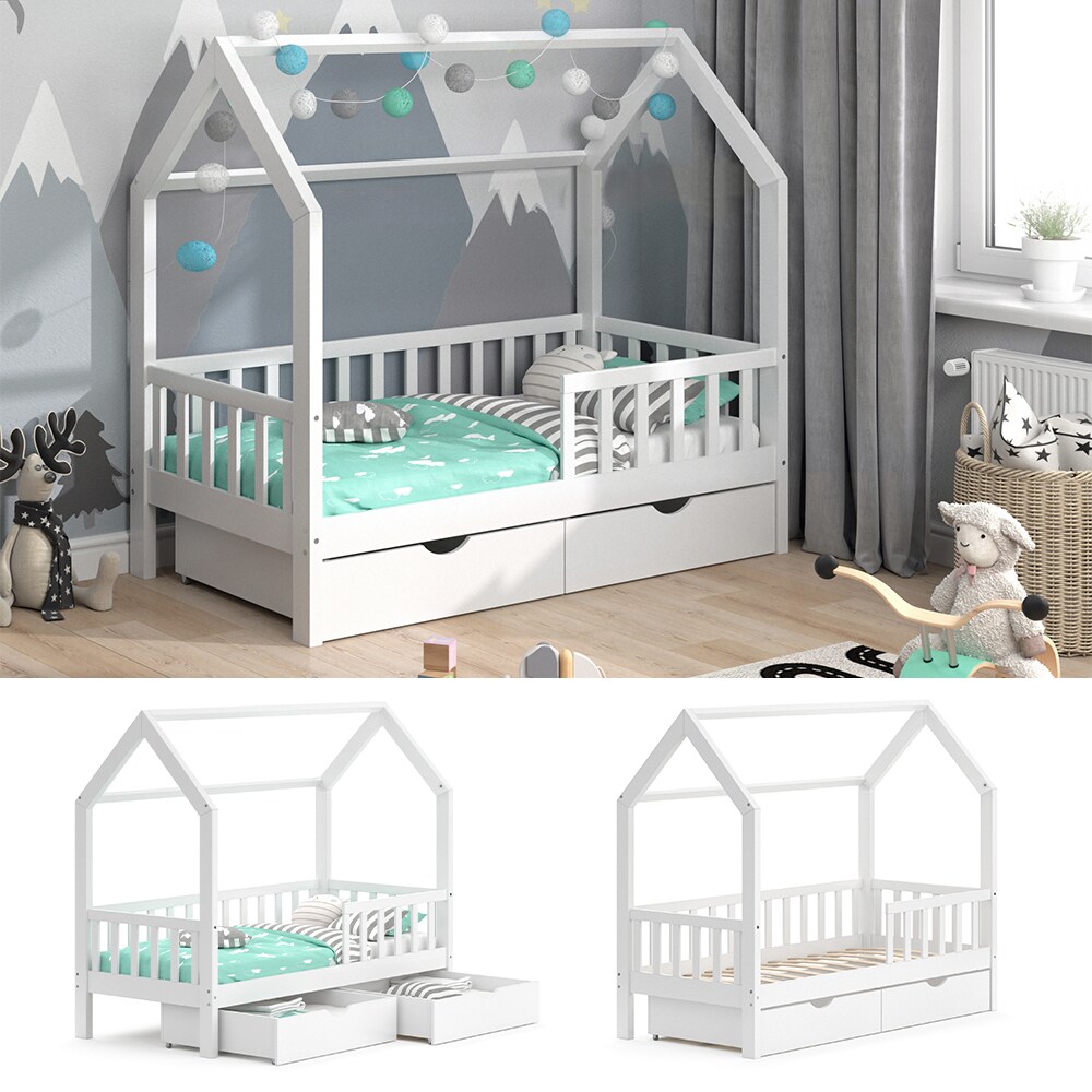 VitaliSpa Kinderbett Hausbett Spielbett Wiki 80x160 inkl Lattenrost 2 Schubladen 