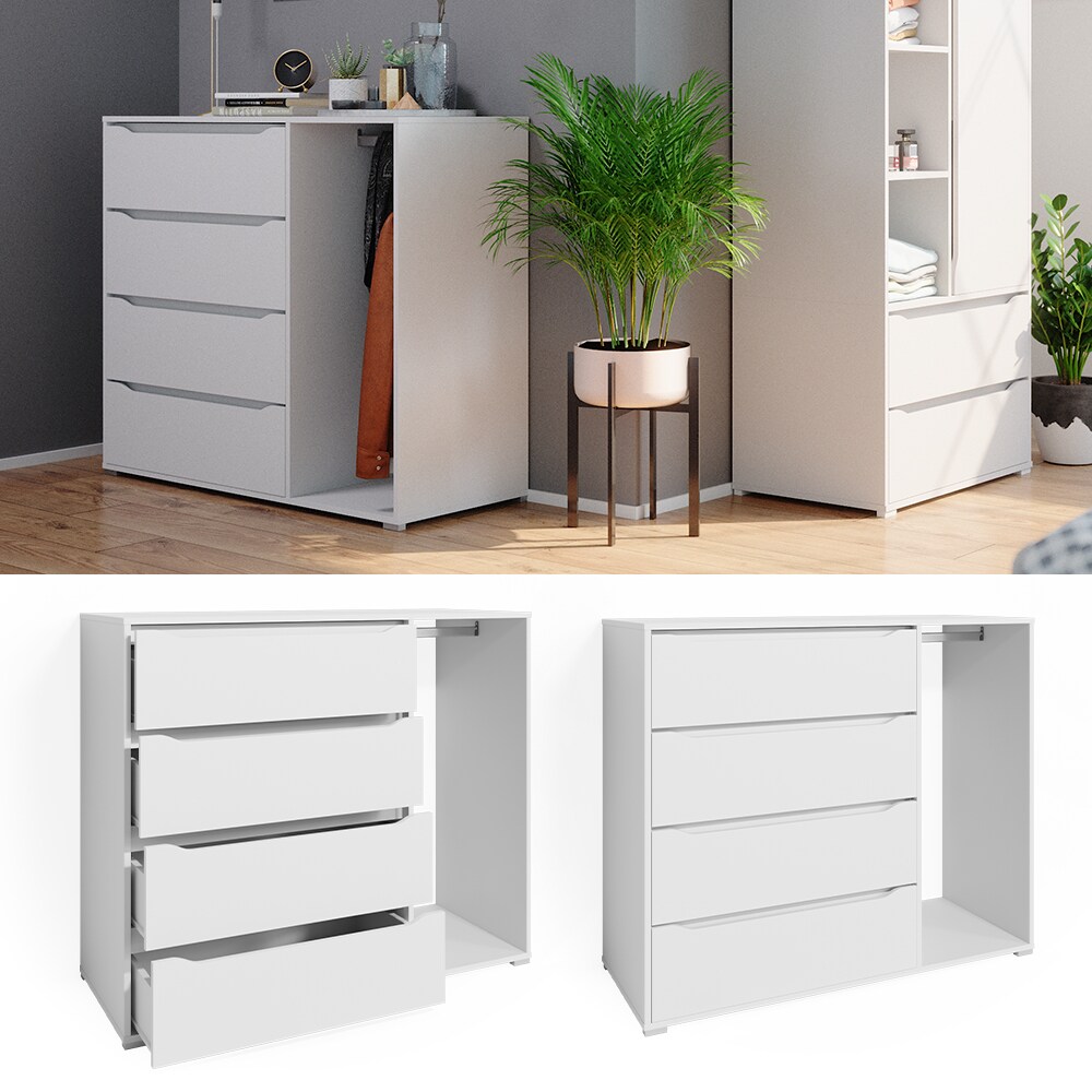 Vicco Kommode Schubladenkommode Highboard Ruben mit Kleiderstange 4 Schubladen 