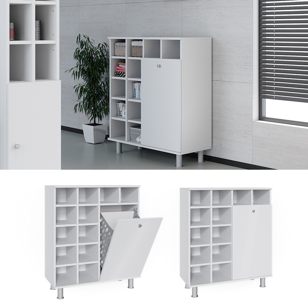 Vicco W&auml;scheschrank Fynn Badschrank mit W&auml;schekorb Badezimmerschrank Badm&ouml;bel 