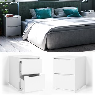 VICCO Nachtschrank RUBEN Nachttisch Weiß Kommode Schlafzimmer Schublade Ablage 