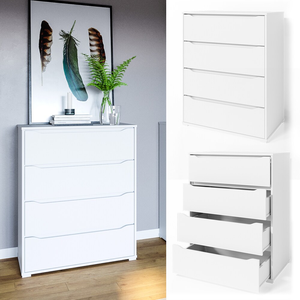 VICCO Kommode RUBEN Wei&szlig; 4 Schubladen 80 cm Sideboard Mehrzweckschrank Schrank 