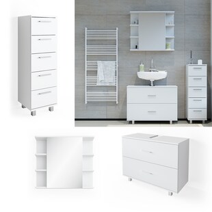 VICCO Badmöbel Set ILIAS Weiß  Spiegel Kommode Unterschrank Badschrank 