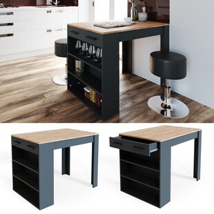 VICCO Bartisch REPOSE Tresen Tisch Regal Bistrotisch Schublade Eiche Anthrazit 
