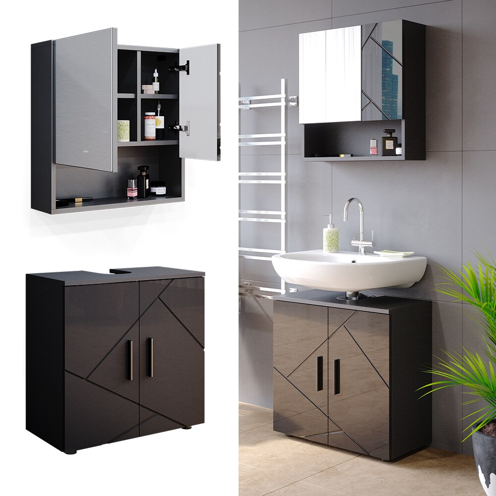 Vicco Badm&ouml;bel Set Badezimmerm&ouml;bel Irma Spiegelschrank Waschbeckunterschrank 