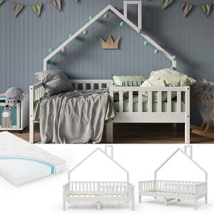 VitaliSpa Hausbett Kinderbett Spielbett Noemi 80x160cm inkl. Matratze weiß 