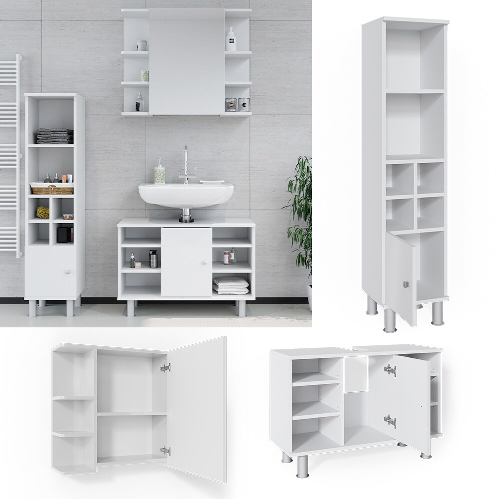 Vicco Badm&ouml;bel Set 3tlg Fynn Spiegelschrank Waschbeckenunterschrank Hochschrank 
