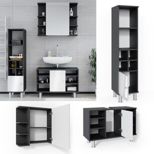 Vicco Badmöbel Set 3tlg Fynn Spiegelschrank Waschbeckenunterschrank Hochschrank 