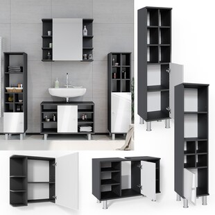 Vicco Badmöbel Set 4tlg Fynn Spiegelschrank Waschbeckenunterschrank Hochschrank 