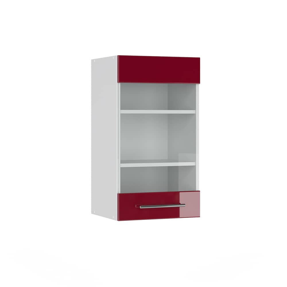 VICCO H&auml;ngeglasschrank 40 cm Bordeaux Hochglanz K&uuml;chenschrank H&auml;ngeschrank K&uuml;chenzeile Fame-Line 