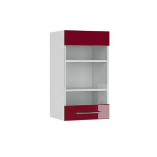 VICCO Hängeglasschrank 40 cm Bordeaux Hochglanz Küchenschrank Hängeschrank Küchenzeile Fame-Line 