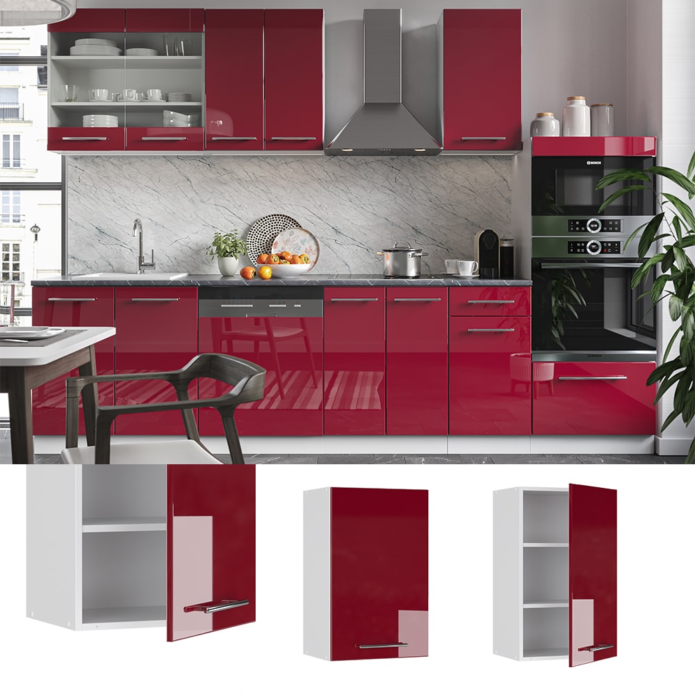 VICCO H&auml;ngeschrank 45 cm Bordeaux Hochglanz K&uuml;chenschrank H&auml;ngeschrank K&uuml;chenzeile Fame-Line 