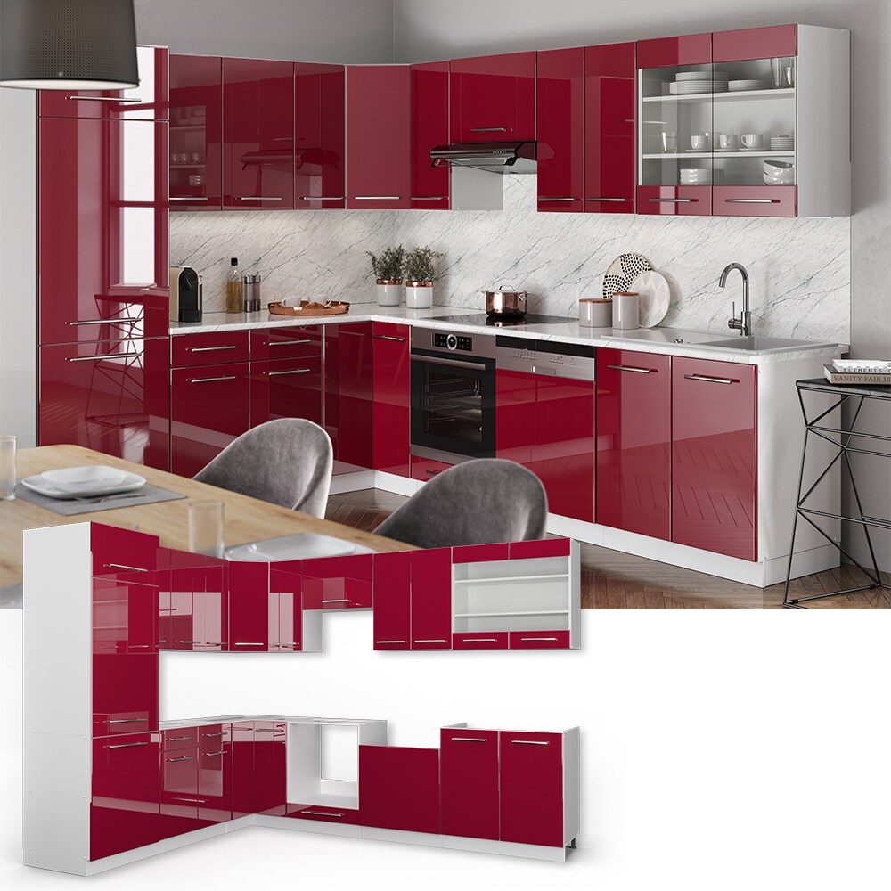 Vicco Eckk&uuml;che K&uuml;chenzeile K&uuml;chenblock 230x290cm Fame-Line Winkelk&uuml;che Hochglanz 