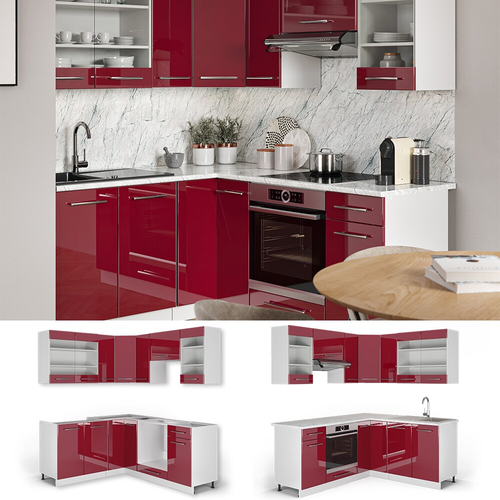 Vicco Eckk&uuml;che K&uuml;chenzeile K&uuml;chenblock 160x180cm Fame-Line Winkelk&uuml;che Hochglanz 