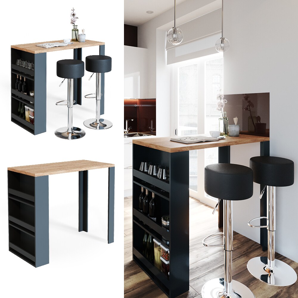 VICCO Bartisch Bartresen Stehtisch Tisch Tresentisch Bistrotisch Eiche Anthrazit 