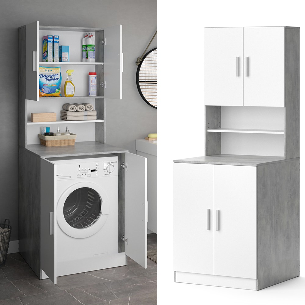 Vicco Waschmaschinenschrank Badschrank Hochschrank Liana beton Badregal &Uuml;berbau 