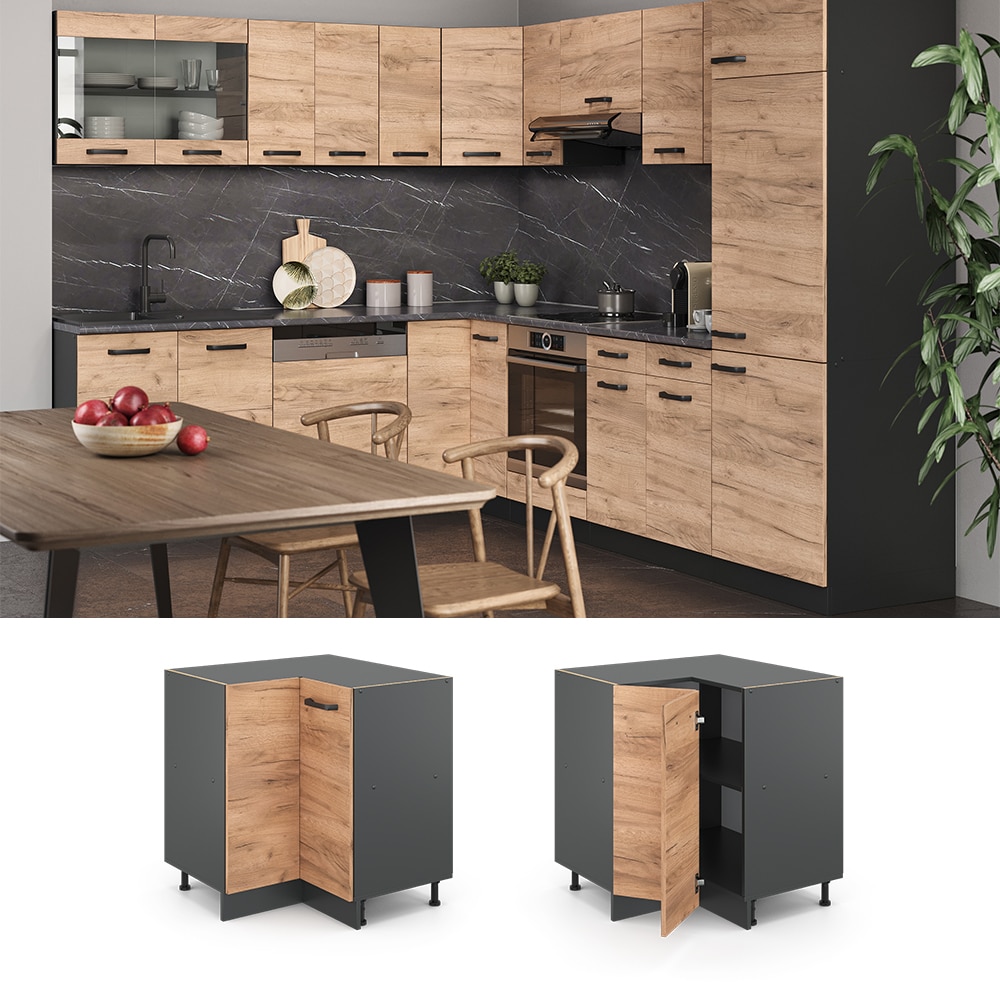 VICCO K&uuml;chenschrank Unterschrank Eckunterschrank 87 cm R-Line Anthrazit 