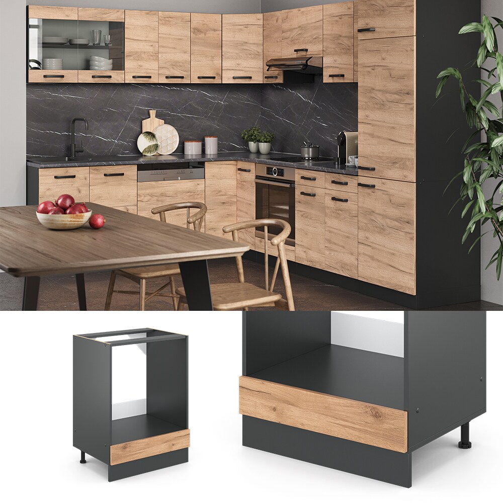 VICCO K&uuml;chenschrank Herdumbauschrank 60 cm R-Line Anthrazit 