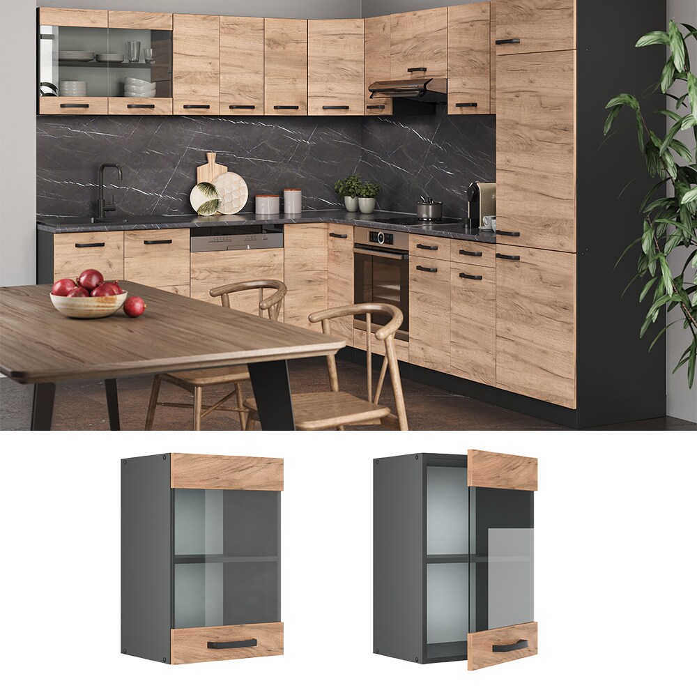 VICCO K&uuml;chenschrank H&auml;ngeschrank H&auml;ngeglasschrank 40 cm R-Line Anthrazit 