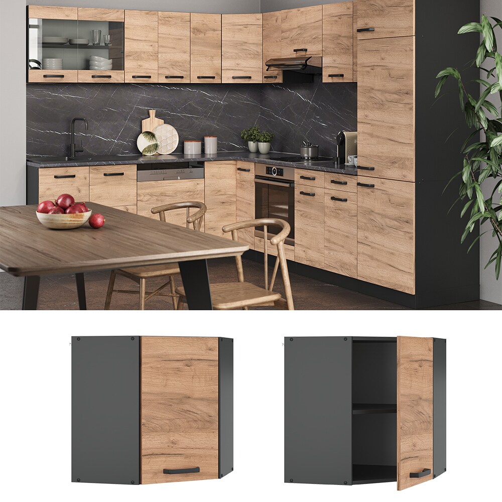 VICCO K&uuml;chenschrank H&auml;ngeschrank Eckh&auml;ngeschrank 57 cm R-Line Anthrazit 