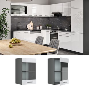 VICCO Küchenschrank Hängeschrank Hängeglasschrank 40 cm R-Line Anthrazit 