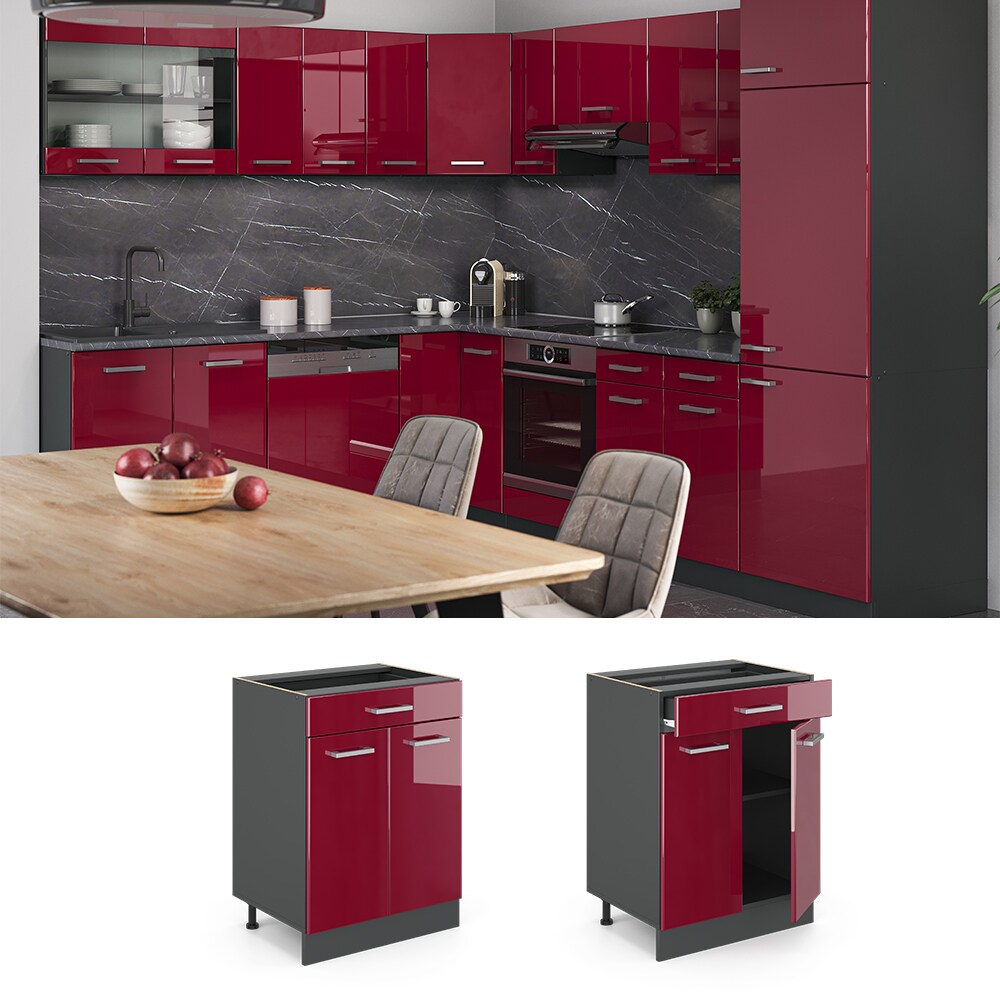 VICCO K&uuml;chenschrank Unterschrank Schubunterschrank 60 cm R-Line Anthrazit 