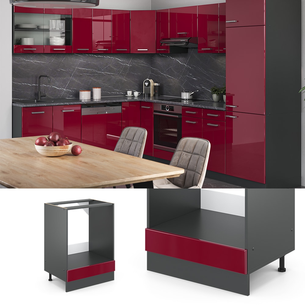 VICCO K&uuml;chenschrank Unterschrank Herdumbauschrank 60 cm R-Line Anthrazit 