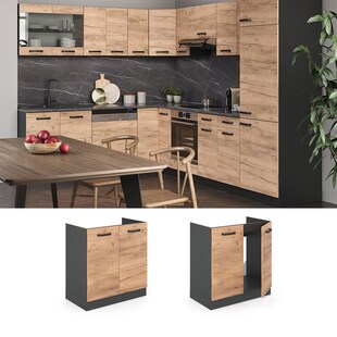 VICCO Küchenschrank Unterschrank Spülenunterschrank 80 cm  R-Line Anthrazit 