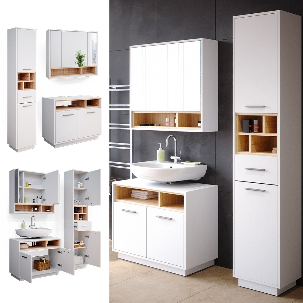 Vicco Badm&ouml;bel Set Beatrice Spiegelschrank Waschtischunterschrank Hochschrank 